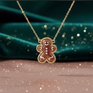 Kendra Scott Christmas Gingerbread Gold Short Pendant Necklace Christmas